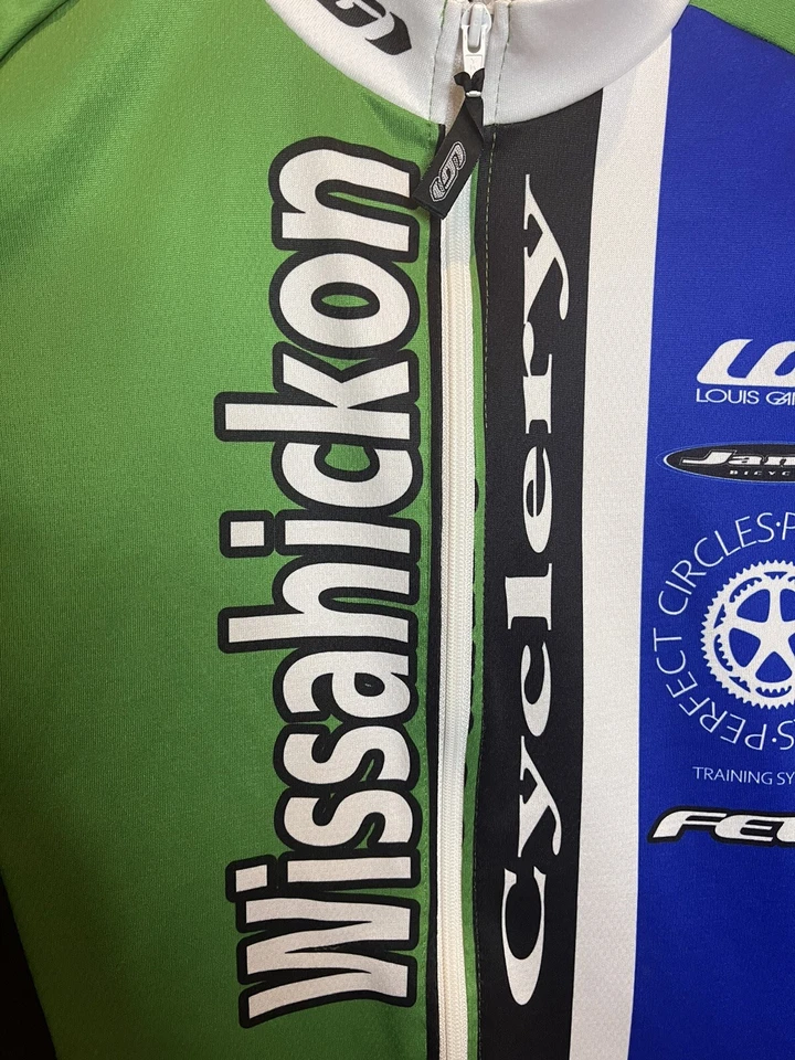 Louis Garneau Wissahickon Cycles Cycling Jersey Adult Medium Green/Blue - Image 3 of 4