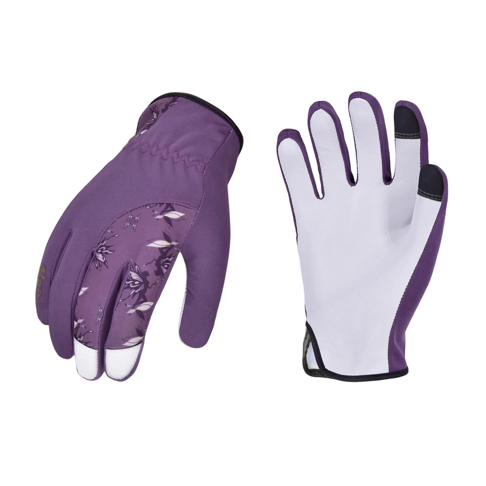 Vgo 1 Pairs Ladies' Goatskin Leather Gardening Gloves (Blue/Purple, GA7454) - Image 2 of 4