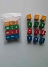 Set of 12 6-Sided Numbered Wooden Dice cubes 