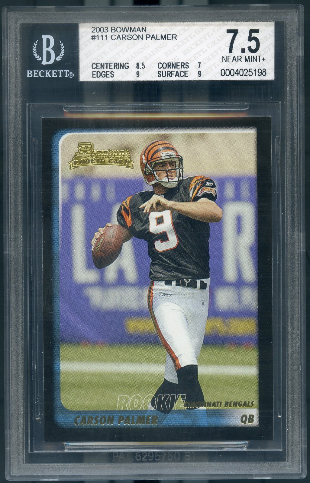 2003 Bowman #111 - Carson Palmer Rookie RC BGS 7.5