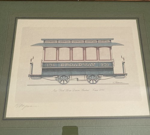 Kenneth Chapman Farblithographie signiert New York Pferd gezeichnete Straßenbahn 1890 - Bild 4 von 14