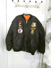 Ma1 Flyer Black Vintage Nylon Bomber Jacket  Size XL Black U.S. AIR FORCE PATCH