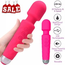 Waterproof Magic Wand 20 Speeds USB Rechargeable Cordless Full Body Relaxation