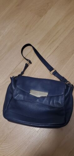 Vince Camuto Navy Pebble Grain Leather Handbag With Multiple Sections