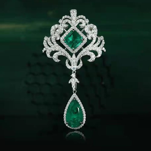 Pendentifs collier argent bijoux de luxe faits à la main agate verte pierres précieuses femmes - Photo 1 sur 6