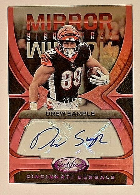 2021 Panini Certified Mirror Pink Signatures Drew Sample Auto #22/75 Bengals