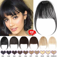 Thick Thin Bangs Remy Human Hair Neat Fringe Hairpiece Clip in Front Hairpieces