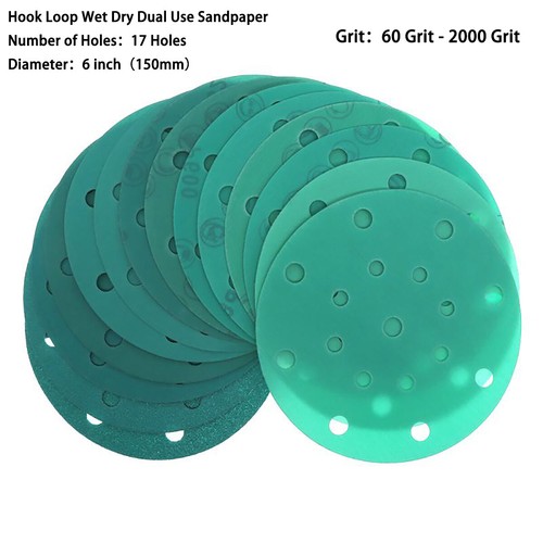 6 inch 17 Hole Hook Loop Sanding Discs 60-2000 Grit Orbital DA Sander Paper Pads