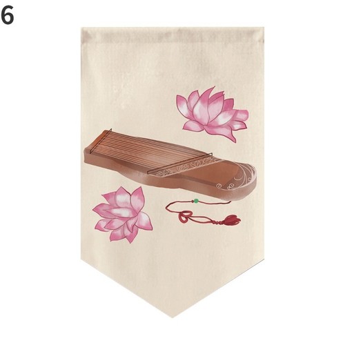1PC Chinese Painting Short Curtain Vintage Style Floral Small Flag Drape Decors - Picture 10 of 21