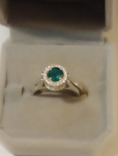 FLIP RING NATURAL EMERALD&TANZANITE DIAMOND ACCENTS 925 SOLID SILVER RING SIZE 7