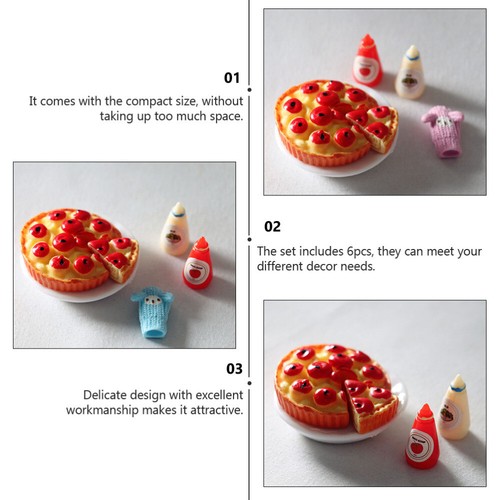 2 Sets Fruit Pizza Dinner Plate Toys Mini Dollhouse Food Toddler Model - Picture 11 of 12