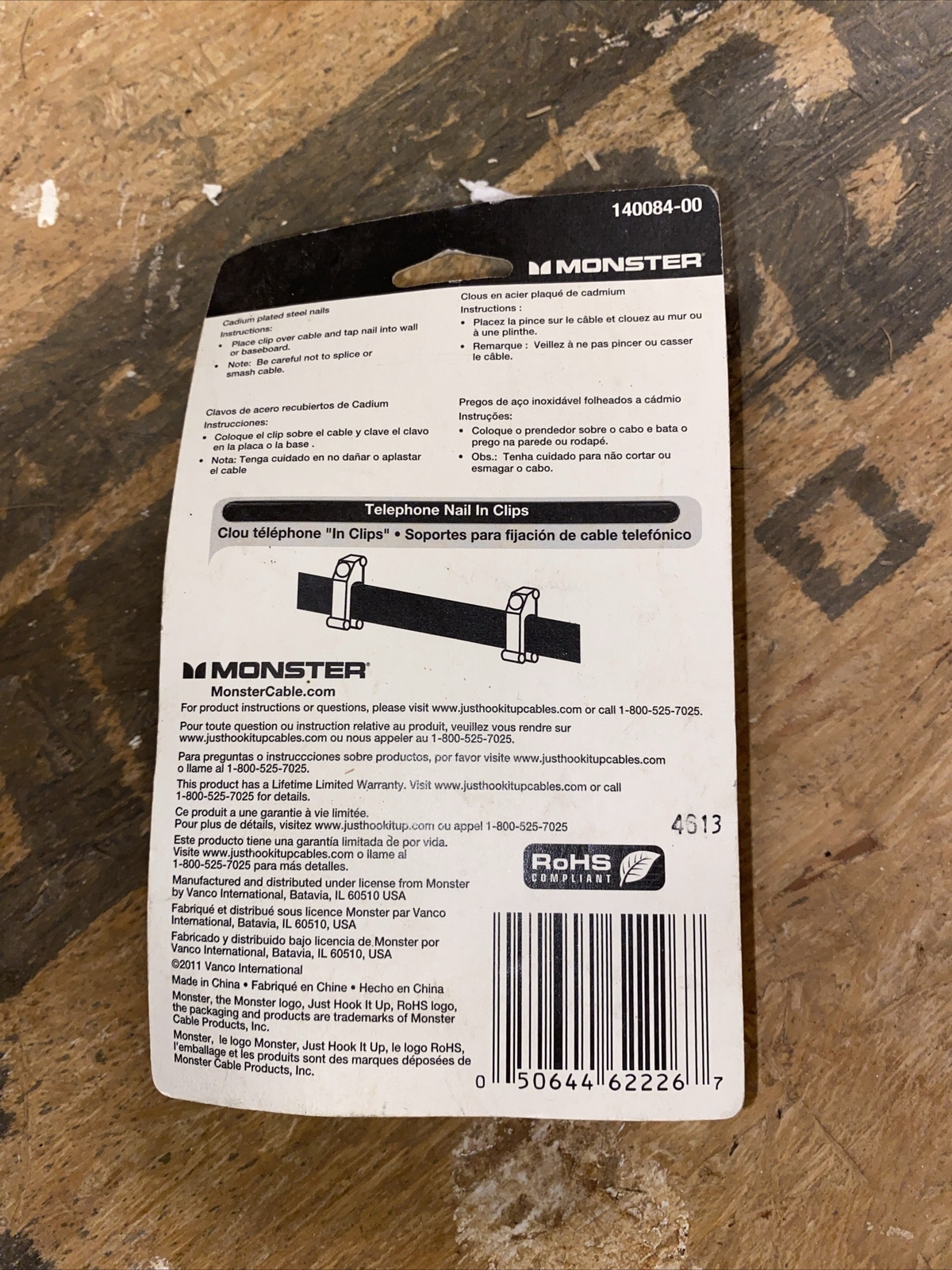 Monster 14008400 Telephone Cable Wire Nail in Clips White for sale