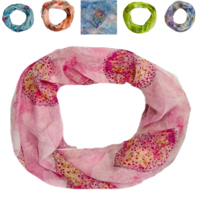 Damen Loop Schal Rundschal 20% Seide Schlauchschal Halstuch Tuch Herzen 2343