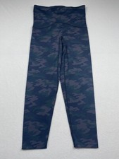Spanx Leggings Womens Medium Black Green Camo 7/8 Length