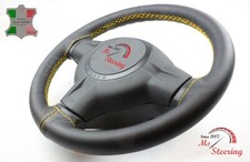 FOR PORSCHE 718 CAYMAN 17-19 BLACK LEATHER STEERING WHEEL COVER, YELLOW 2 STIT