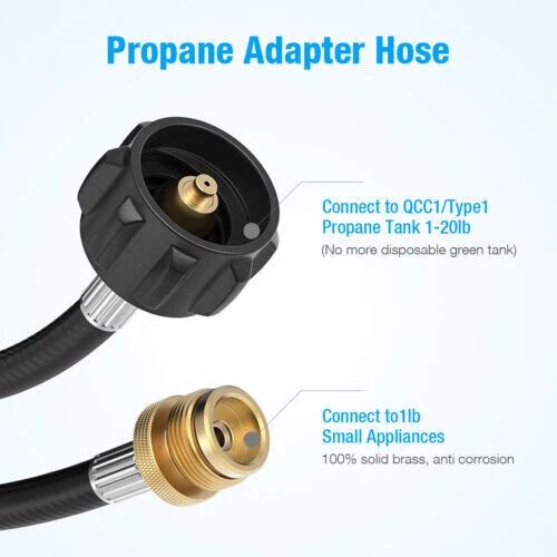 Propan Adapter Schlauch LP Tank 1lb auf 20lb Konverter QCC1 für Mr. Heater Big Buddy - Bild 9 von 39