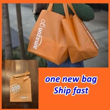 1x Amazon Go Shopping Tote Bag Orange Color ECO Friendly Fold Ship Fast USA New