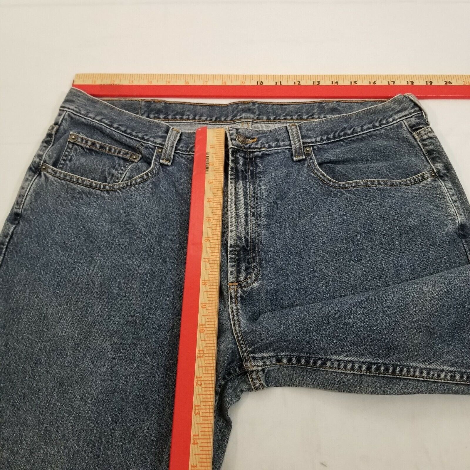 Brooks Sport Men's Mid Rise Tapered Legs Jeans Five Pockets Blue Size 38x32