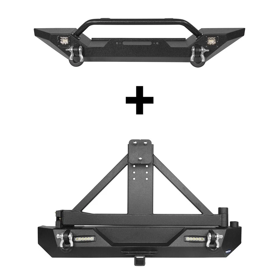 Hooke Road Rear Bumper w/Tire Carrier or Front Bumper for Jeep Wrangler TJ 97-06 Foto 2 de 4