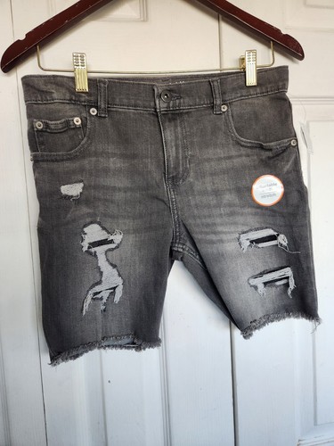 Wonder Nation Size 10 Husky Rip & Repair Denim Shorts Gray Distressed NWT Unisex