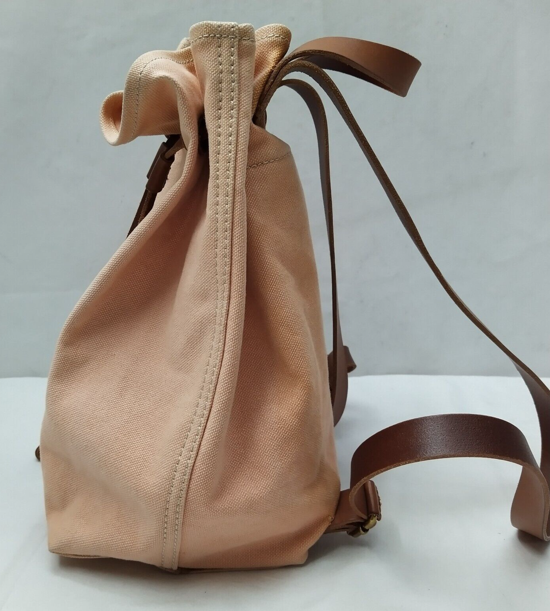 Madewell Pink Canvas Leather Trim Top Handle Drawstring  display picture 3