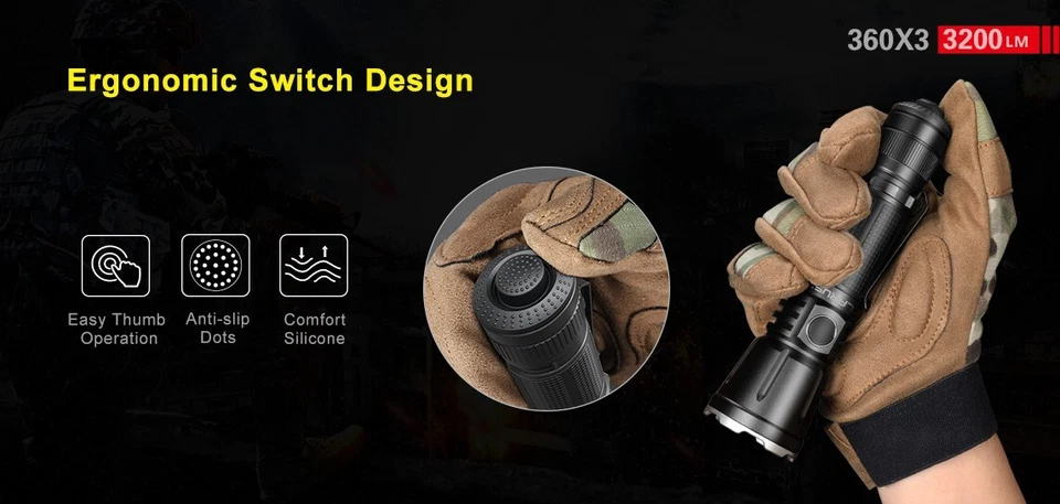 Klarus 360X3 USB Charge 3200 Lumens LED Tactical Flashlight Torch - Image 4 of 4