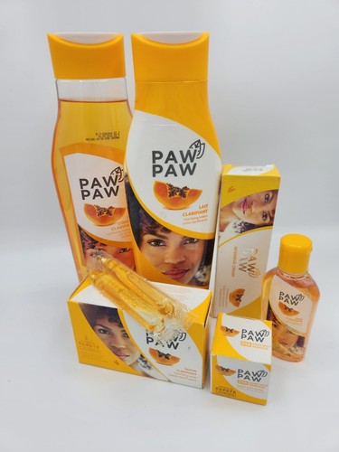 Kit éclaircissant Pawpaw - Lait, Savon, Huile, Crème, Gel Douche - FPS50 - Neuf - Exp 2025