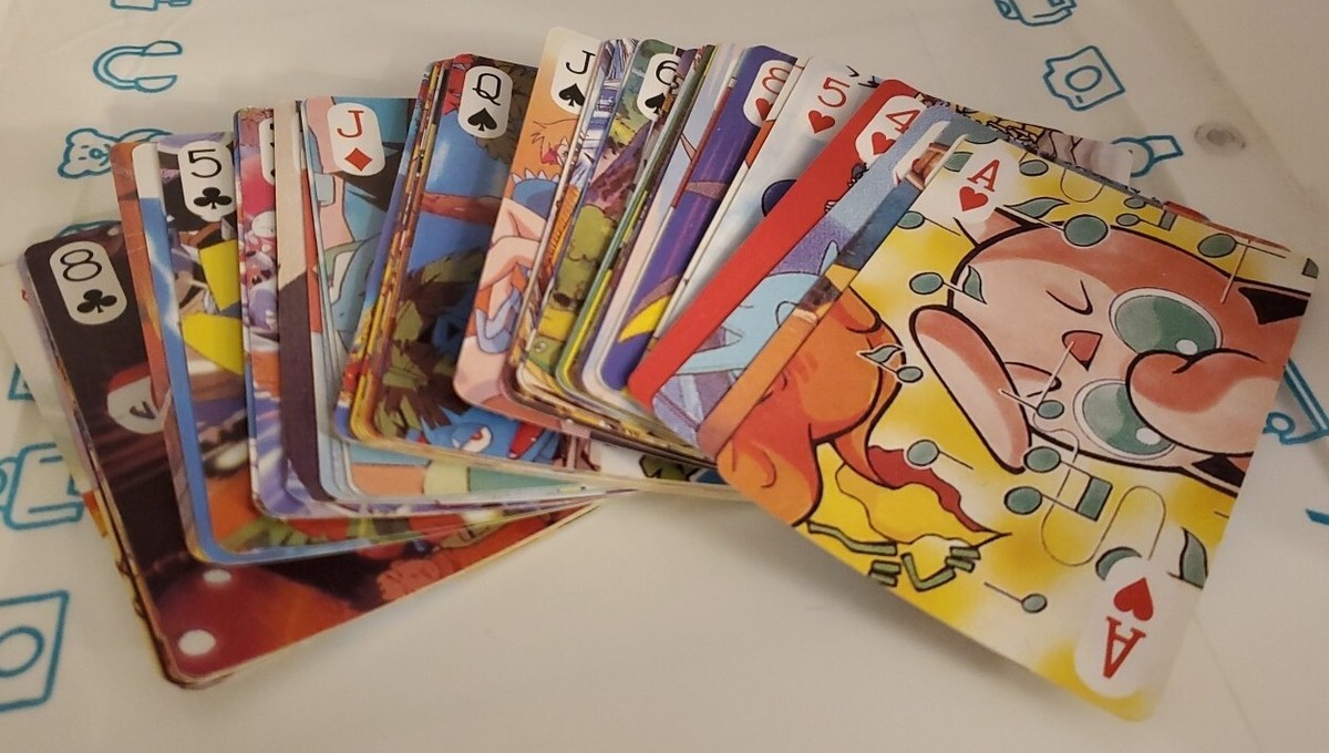 Vintage pokemon deck of 54 playing cards. 1990 Complete