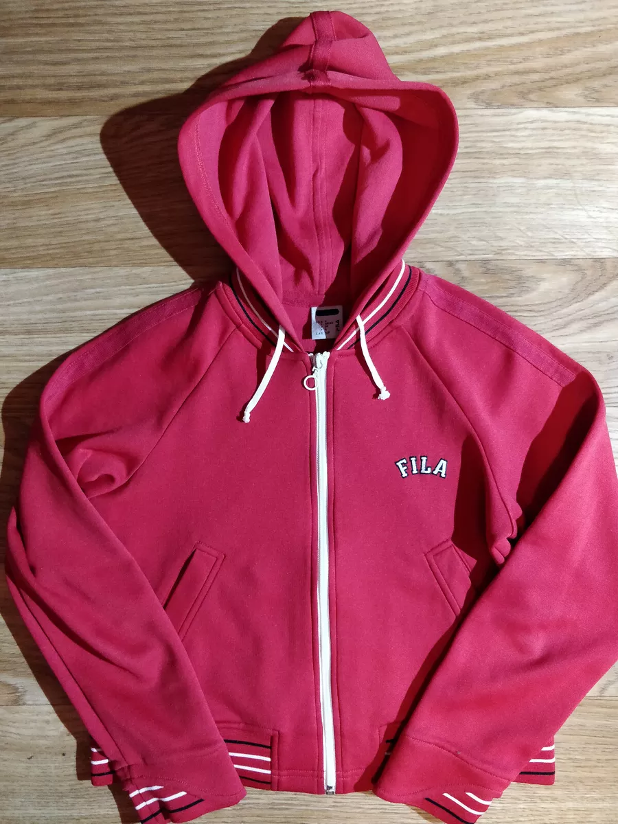 Fila 90 s Vintage Sport Womens Hoodie Tracksuit Top Jacket Hooded