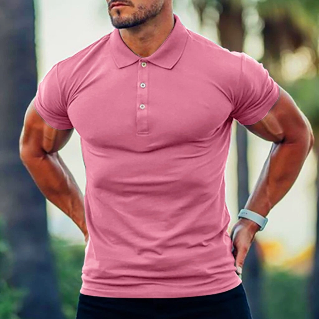 Mens pink cheap golf shirt