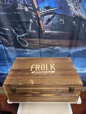 Frolk Whiskey Set Hinged Case Decanter 2 Glasses Bullet Chillers 16X10X6" *READ*