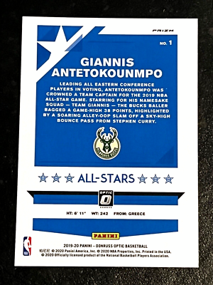 2019-20 Optic Giannis Antetokounmpo Silver Prizm All Star