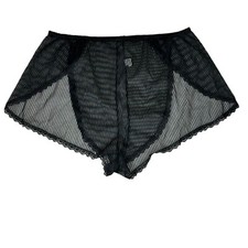 Vintage Alice Maloof Transparent Striped Slip Shorts Size XL Black Boudoir Panty