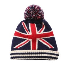 Union Jack British Flag Beanie - Cuffed Knit Winter Stocking Cap Hat, England