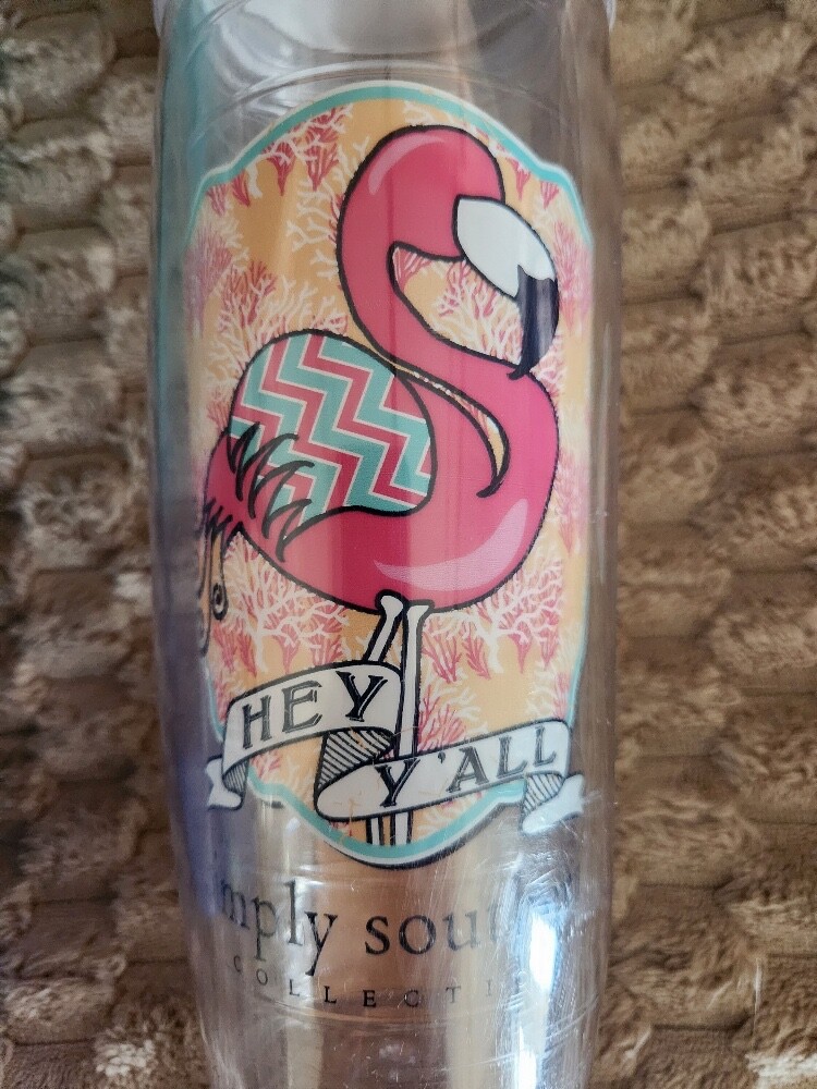 2 VGUC~Simply Southern~Tumblers w/lids~Tervis/Flamingo~Slim