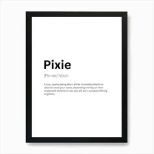Pixie Definition Meaning Art Print Framed Wall Art Poster Canvas Print Picture