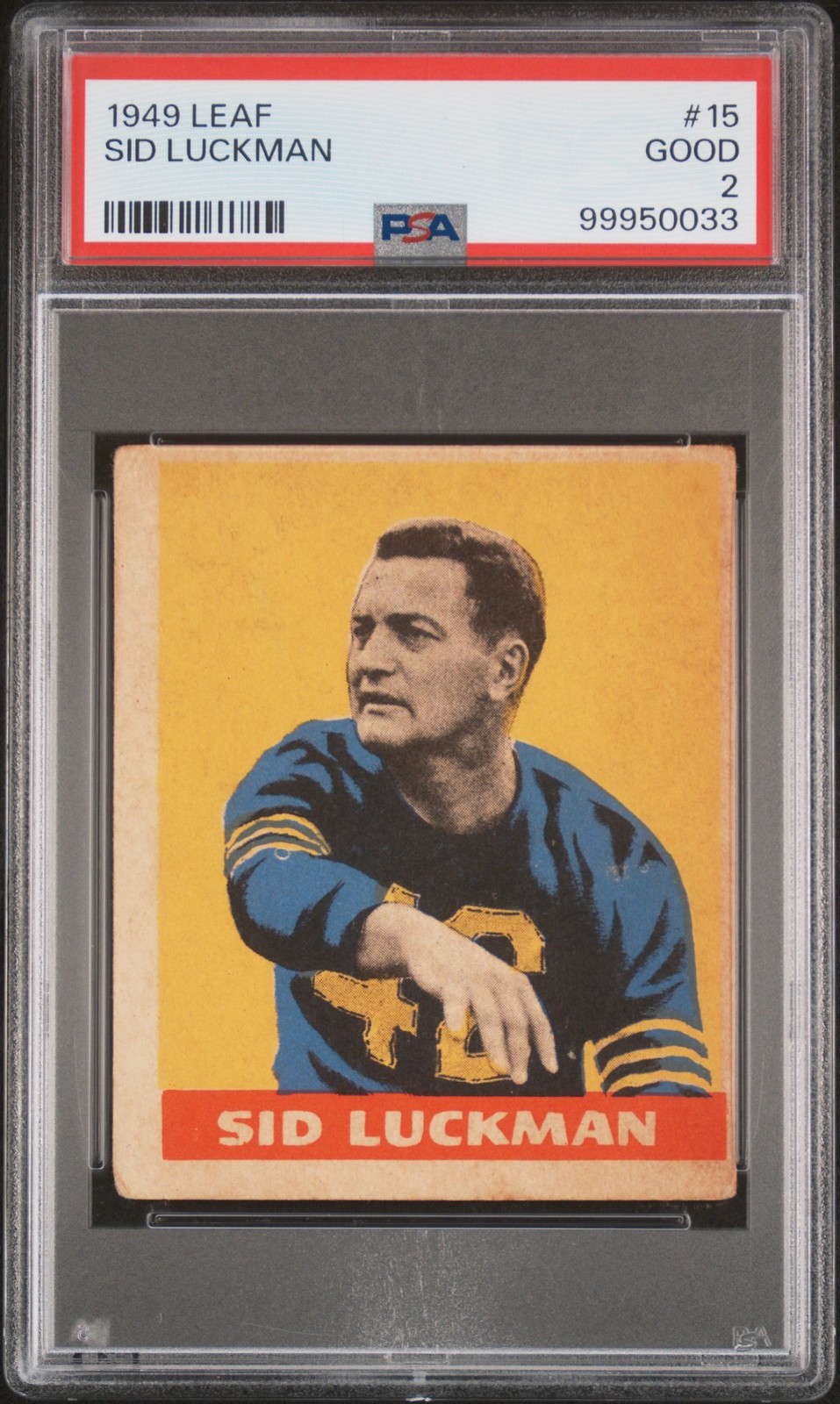 1949 LEAF #15 SID LUCKMAN PSA 2