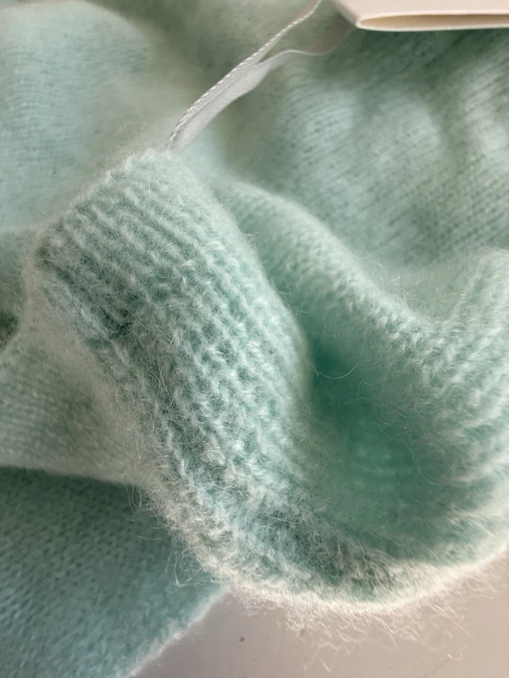 ✿ Contador de Cachemira 100% Cachemira Bufanda Verde Menta Mantón Suave Nuevo con Etiquetas Foto 2 de 4