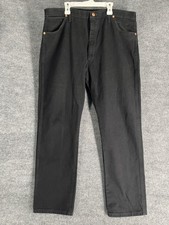 Wrangler Jeans Mens 36x32 Black Denim 13MWZ Straight Pants Western Work Cowboy