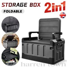 Image of BLACK HEAVY DUTY COLLAPSIBLE CAR BOOT FOLDABLE ORGANISER TIDY 2-IN-1 STORAGE BOX