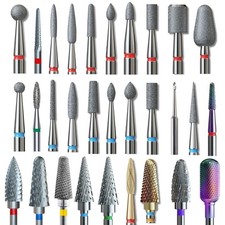 IQ NAILS Drill Bits DIAMOND CARBIDE Manicure PEDICURE Machine Cutter ALL TYPES