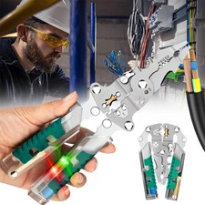 18 in 1 Foldable Wire Strippers with Voltage Test Cable Cutting Crimping Pliers