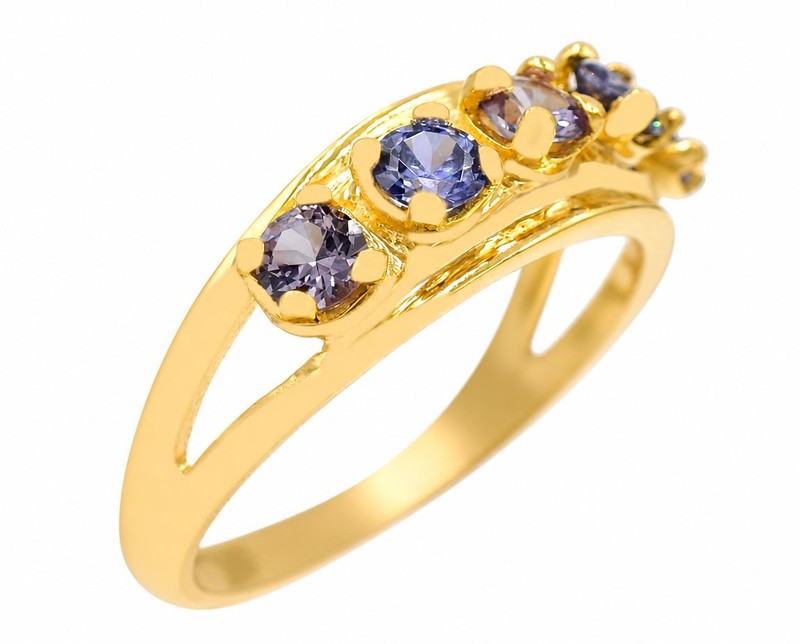 LAB CREATED AAA TANZANITE & ALEXANDRITE RING 10K SOLID GOLD  - New With Tag