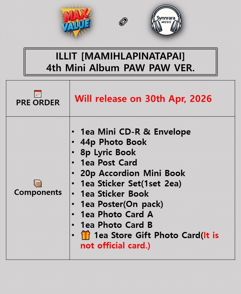 ILLIT [MAMIHLAPINATAPAI] 4th Mini Album PAW PAW Ver/M.CD+3Book+