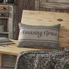 Custom House Black Tan Jacquard Amazing Grace Pillow 14x22 VHC Brands