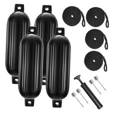 Boat Fenders 6.5 x 23 Inch Twin Eyes Ribbed Boat Fenders Bumpers Pack of 4