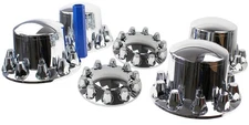 ABS Chrome Plastic Front and Rear Axle Cover Full Kits with 33mm Thread-On Fl...