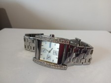 MORGAN DE TOI ladies silver tone wrist watch square face and clear stones