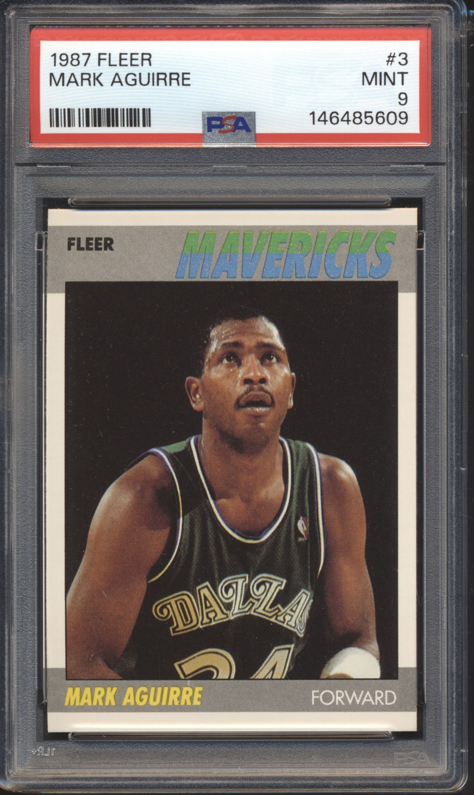 1987 Fleer Basketball Mark Aguirre #3 PSA 9 MAVERICKS MINT