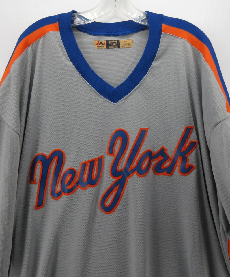 New York Mets Jersey Jersey Men 4XLT Tall Gray Majestic Cooperstown Throwback * - Image 2 of 4